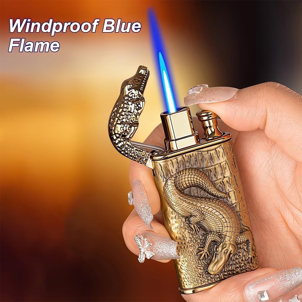 Briquet Classique à Clapet VIPAVA Avec Engrenages Métalliques - Rechargeable Butane, Flamme Réglable