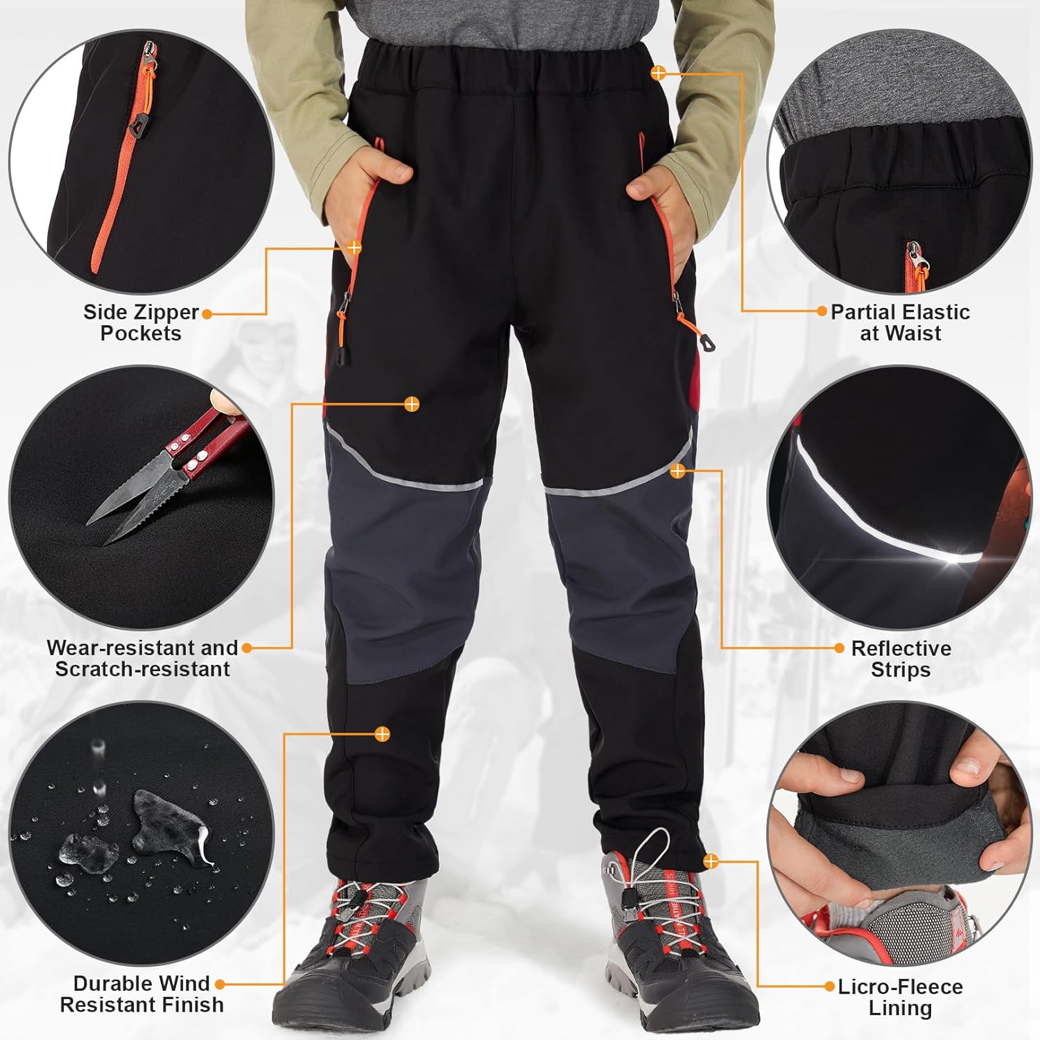 Toomett Kids Snow Pants girls Boys Waterproof Insulated Hiking Pants Youth Winter Warm Fleece Lined Ski Snowpants - Image 7