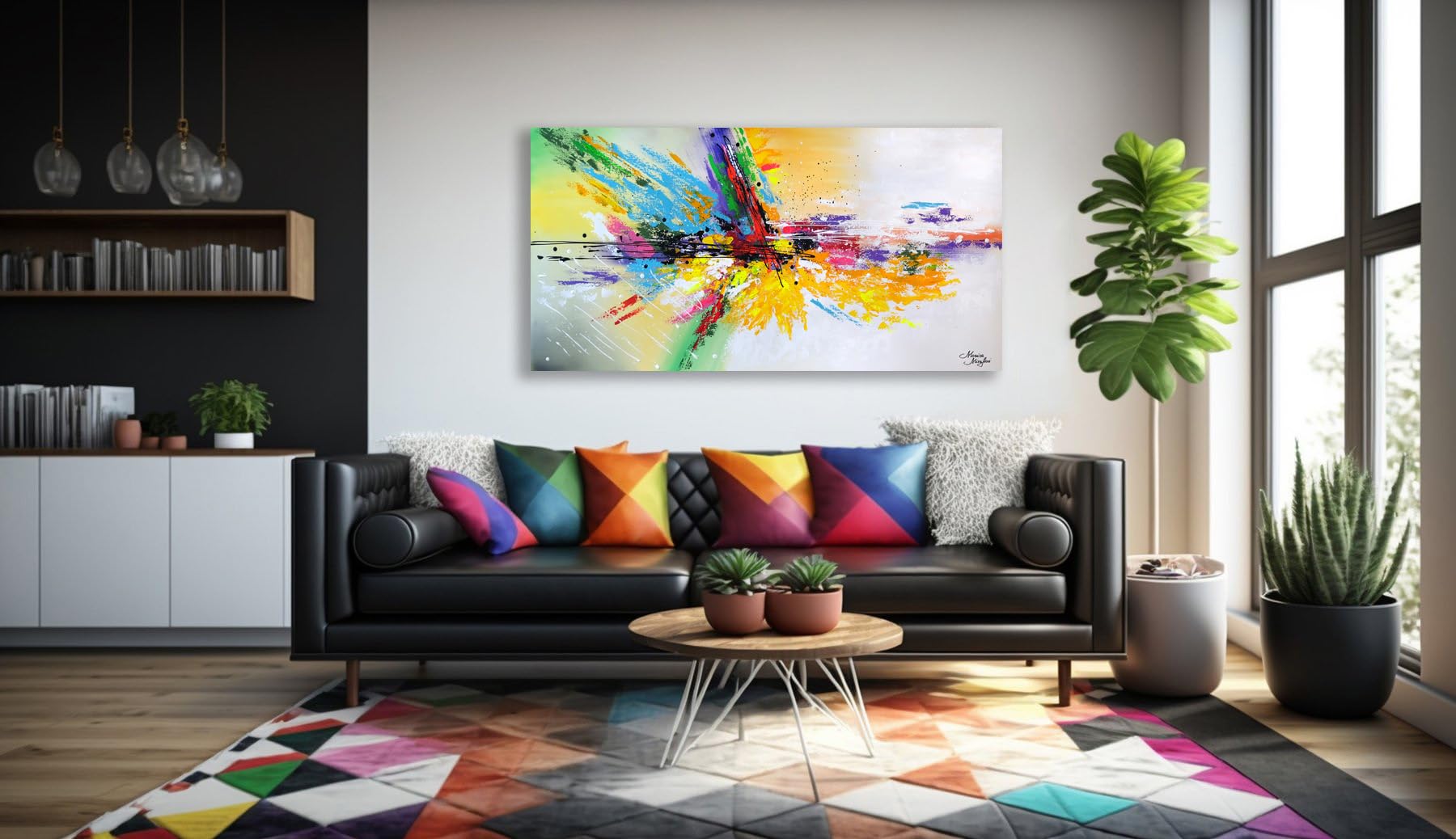 Monica Mirafiori I 140x70 cm I Tableau Peint à la Main I Modèles Tableau I Peintre Moderne I Tableaux Peintures I Toile sur Cadre en Bois