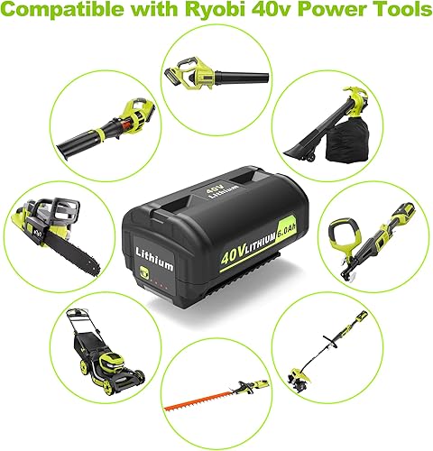 Miniatura 8 de Batería de repuesto de 40 V 6.0 Ah para Ryobi 4050A OP4040 OP40404 OP4030 OP4026 OP4050 OP4060A OP40201 OP40261 OP40401 OP40301 Baterías eléctricas