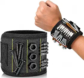 Pulseira Magnética para Parafusos e Pregos – Pulseira com Ímã Ajustável para Ferramentas, Manutenção e Reparos – Suporte Magnético para Parafusos, Brocas e Peças Metálicas