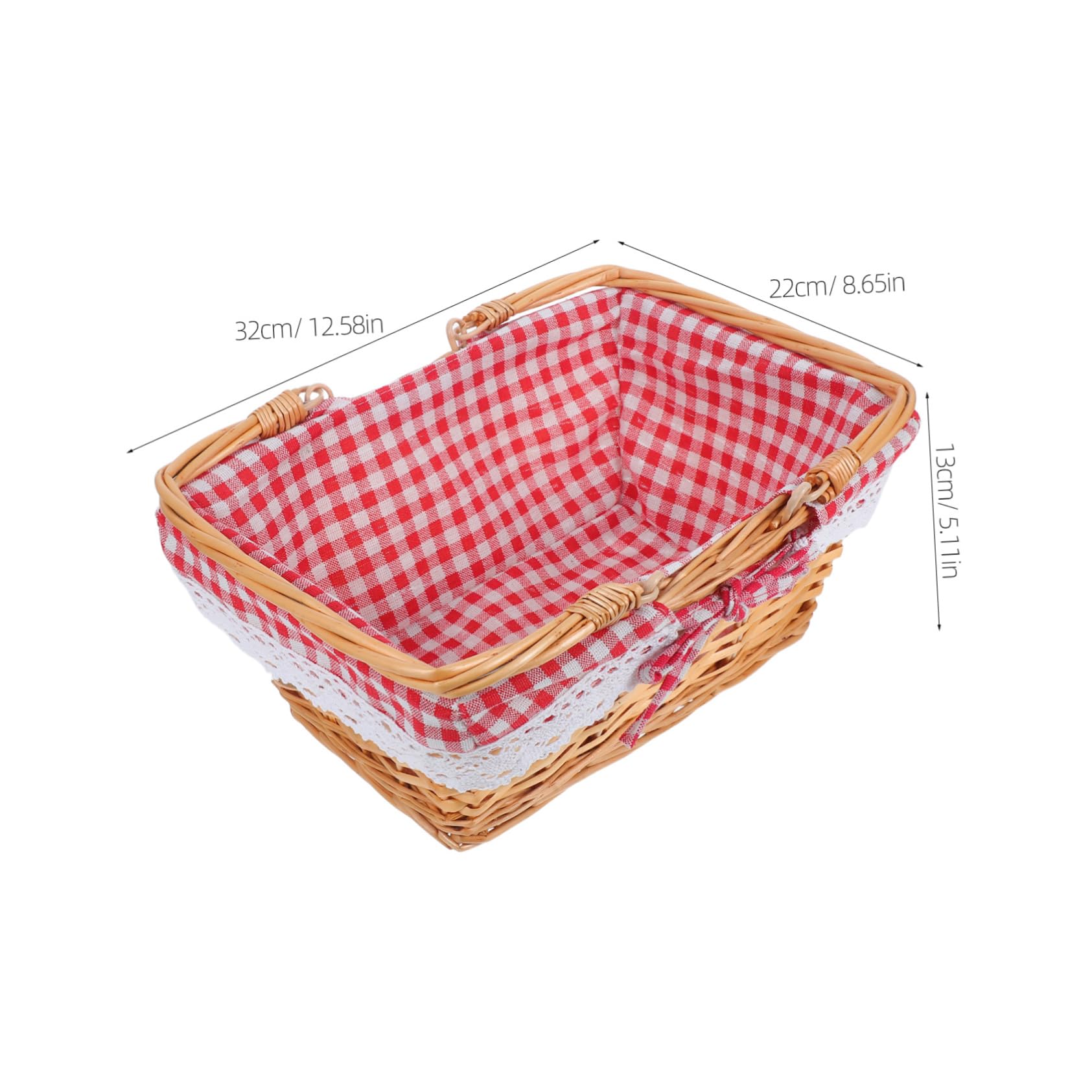 STOBAZA Rectangular Wicker Storage Basket with Liner Versatile Food Serving Organizer for Fruits Vegetables and Snacks Lightweight and Easy to Clean for Kitchen