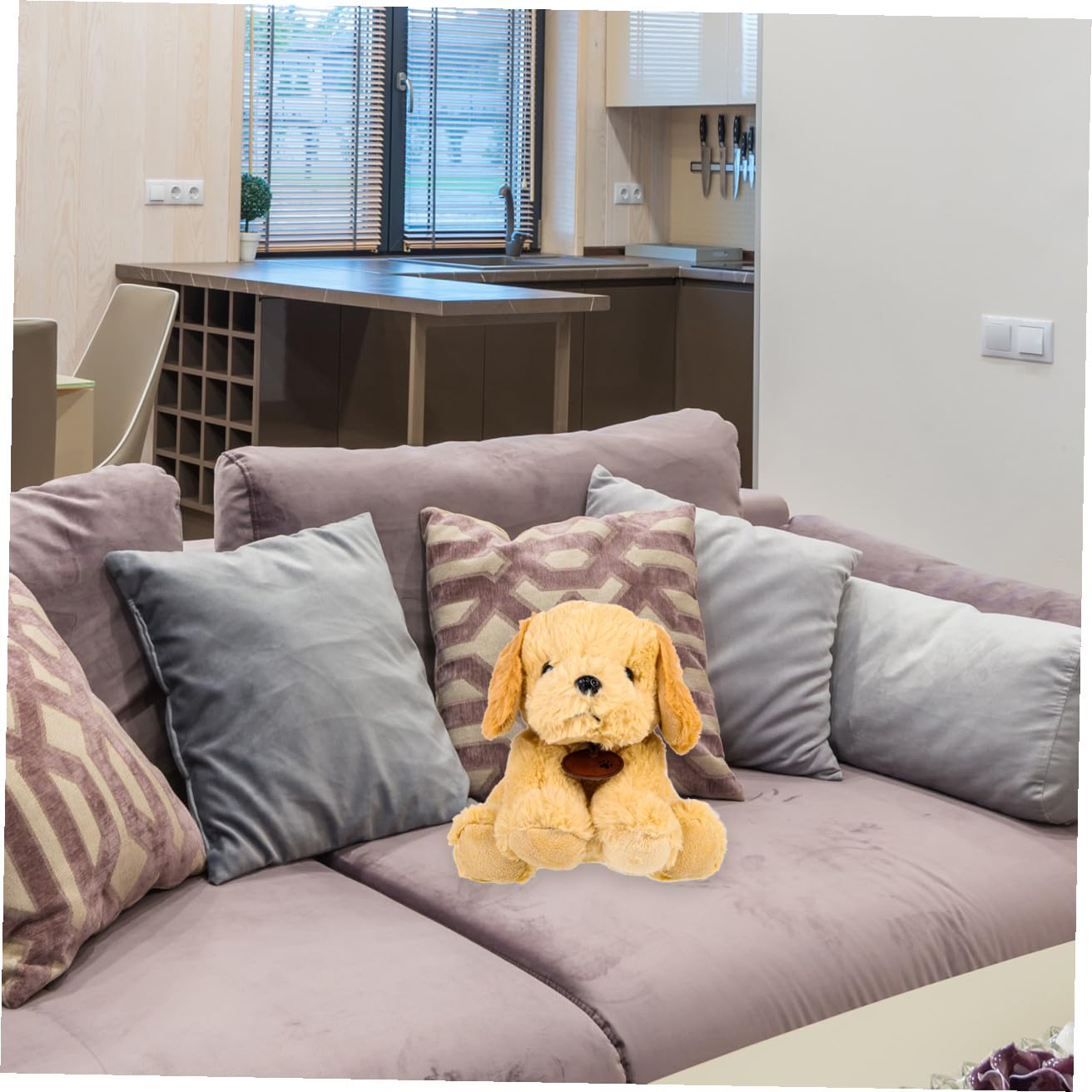 Muñeca de Cachorro de Peluche 1 Pieza de Algodón PP para Niños | Sentado, Forma de Perro Joven, Uso Decorativo, Ligero y Fácil de Guardar
