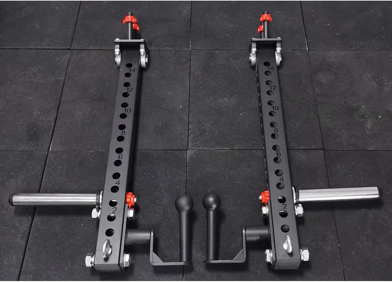 Multifunctional Squat Rack Attachment Double Push Arm, Heavy Duty Adjustable Jammer Arms Lever Arms, for 3x3 Rack with 1" Hole