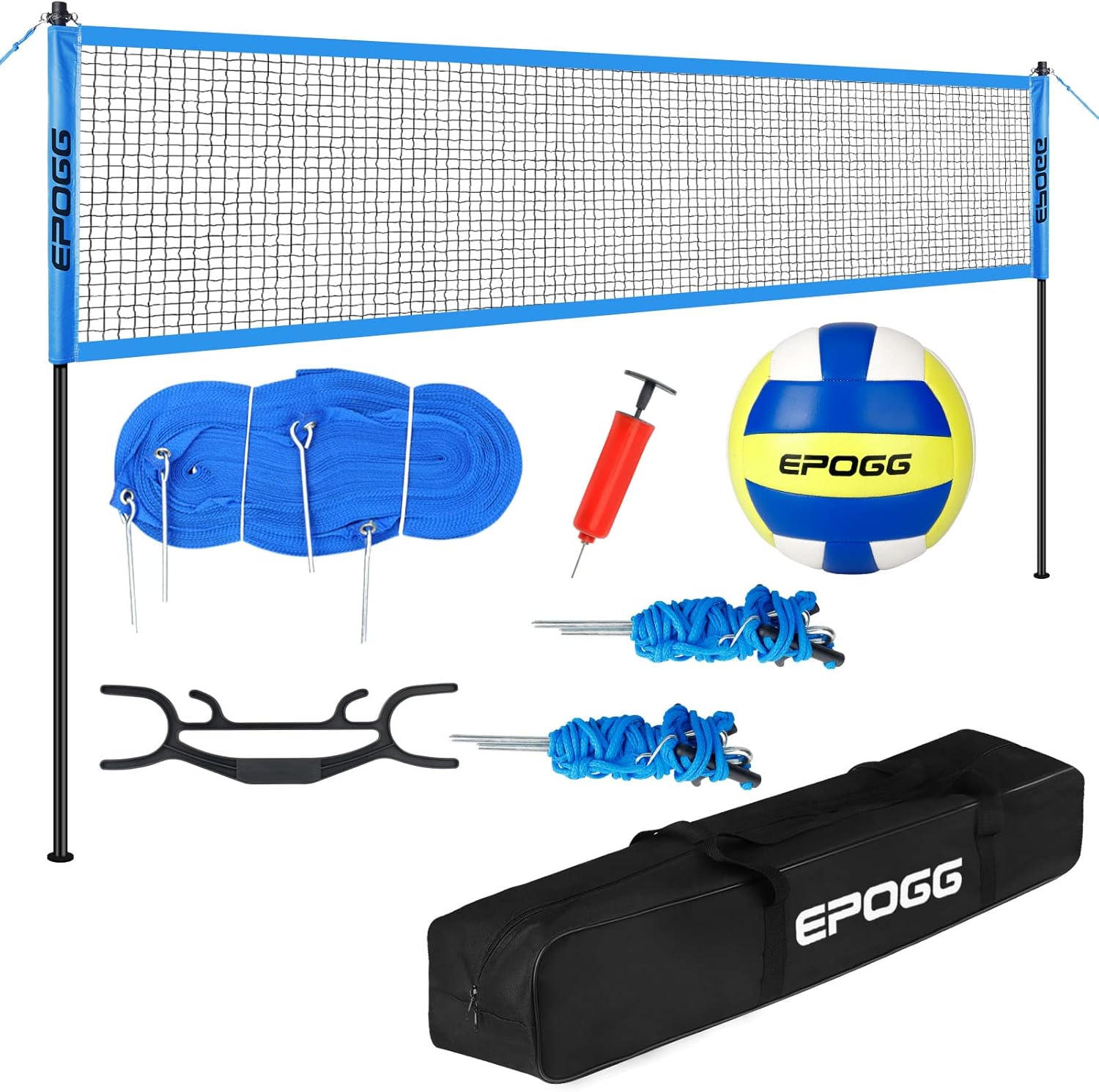 EPOGG Heavy Duty Volleyball Set Outdoor with Net, Professional Portable Volleyball