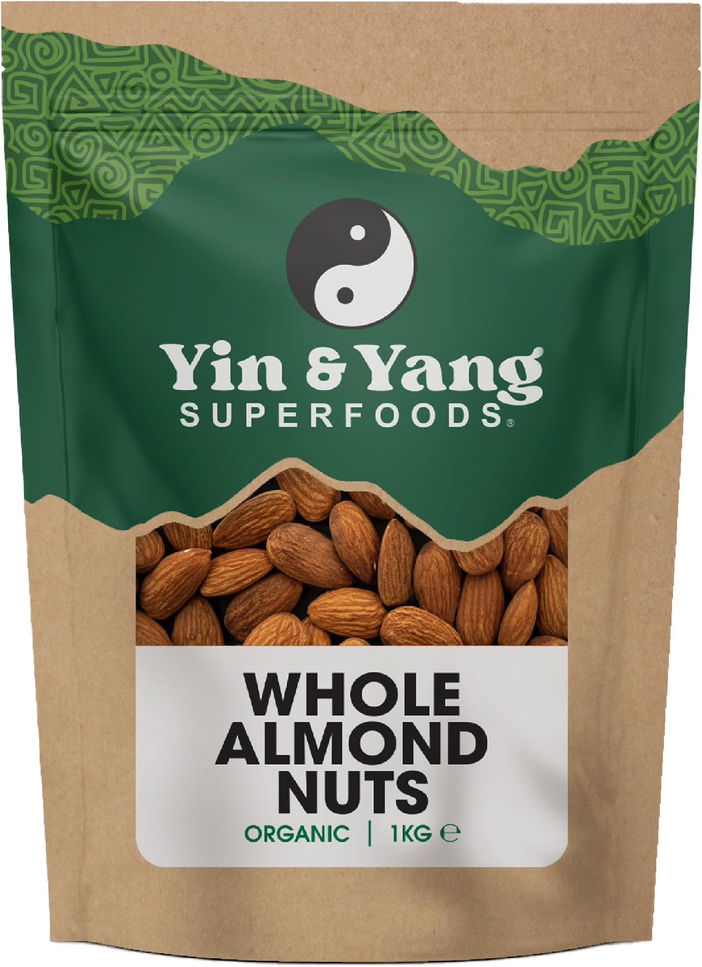 Organic Almonds 1kg Whole, Raw, 100% Natural, by Yin & Yang Superfoods. Premium Quality, High in Fibre Source of Protein, Vegan, Contains Antioxidants, Certified Organic, Sourced in Italy