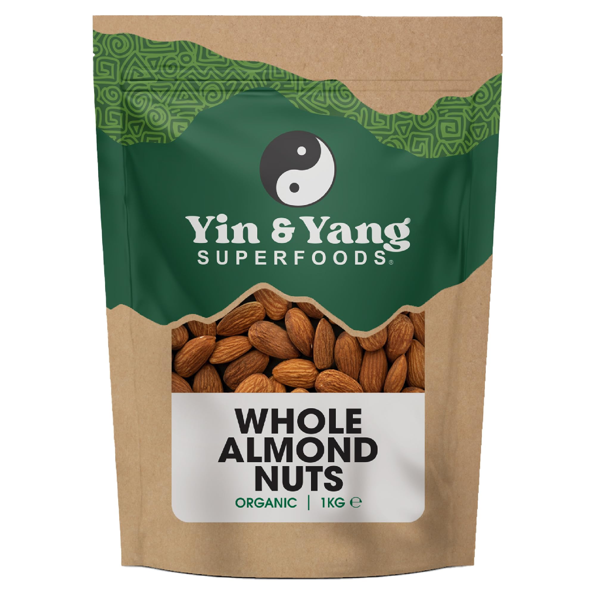 Organic Almonds 1kg Whole, Raw, 100% Natural, by Yin & Yang Superfoods. Premium Quality, High in Fibre Source of Protein, Vegan, Contains Antioxidants, Certified Organic, Sourced in Italy