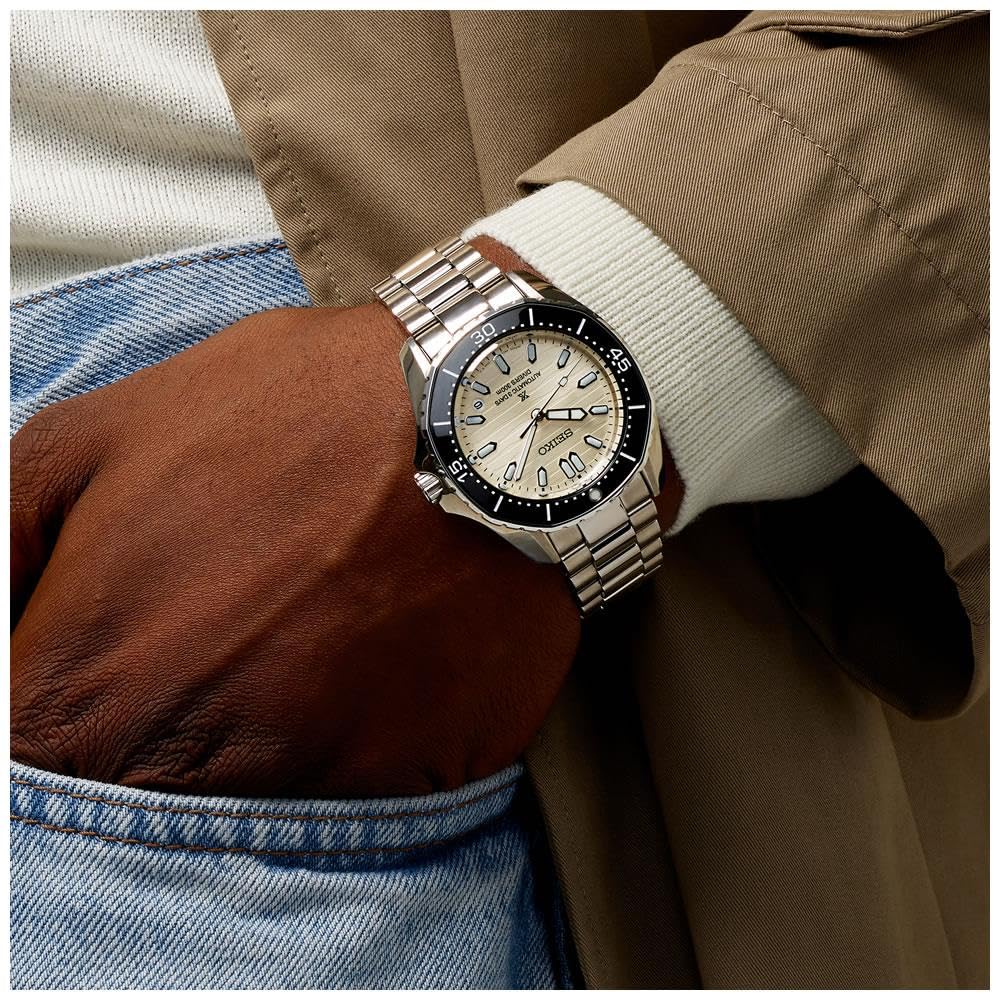 Seiko Prospex Montre de plongée automatique 300 m, cadran beige, boîtier octogonal