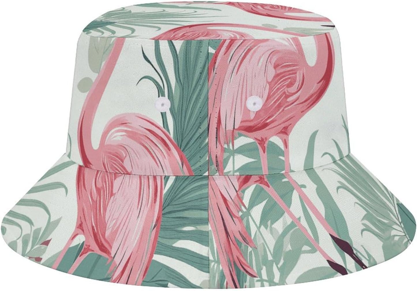 Cartoon Flamingo Leaves Bucket Hat Packable Sun Hats Travel Summer Beach Fisherman Cap for Women Men Teens