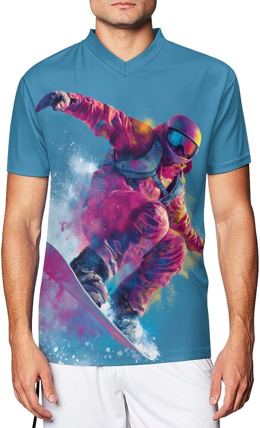 Snowboarder Snowboarding Funny Football Jerseys Casual V-Neck Short Sleeve Soccer Jersey T-Shirt