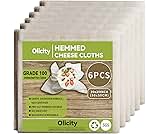 Olicity Cheese Cloths, 6PCS, Grade 100,20x20Inch Hemmed Cheese Cloth Fabric Reusable Fine Mesh Cloth, 100% Cotton Unbleached Precut Muslin Cheesecloth for Straining, Cooking, Yogurt, Juicing