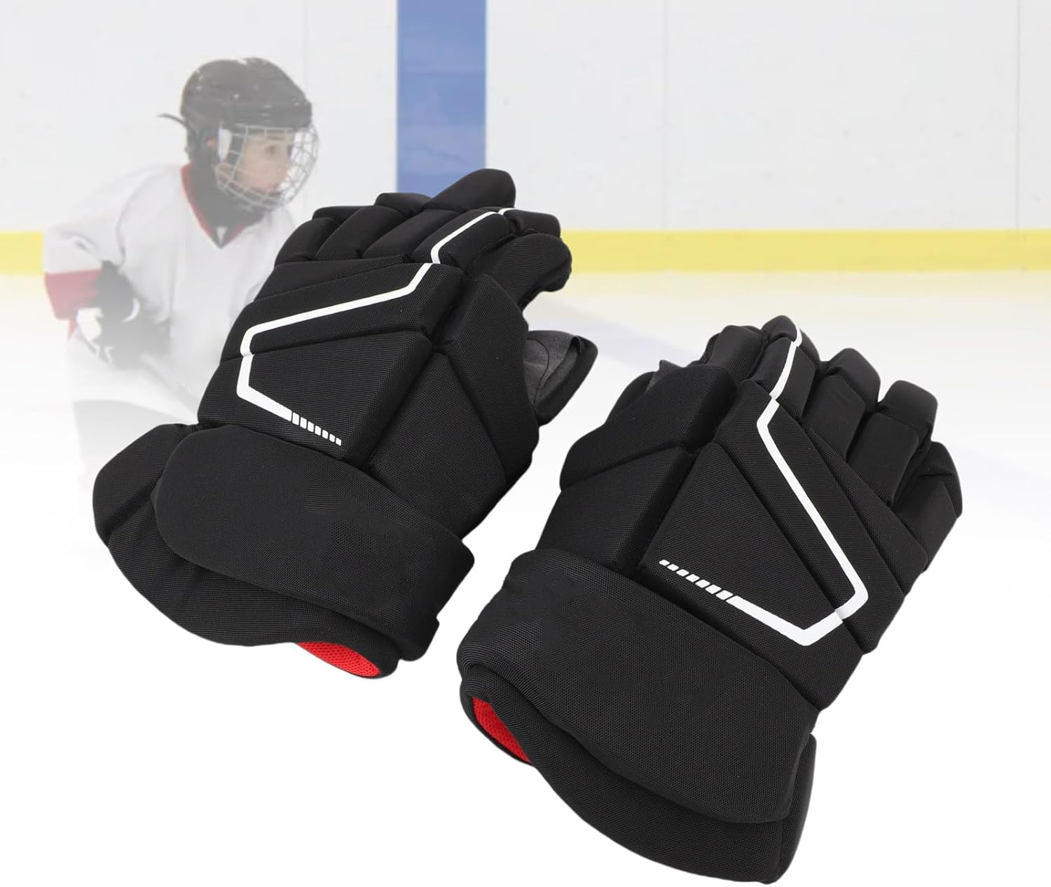 Hockey Gloves, Nylon EVA Foam Sports Lacrosse Gloves Outdoor Roller Street Protective Breathabl for Hockey Players