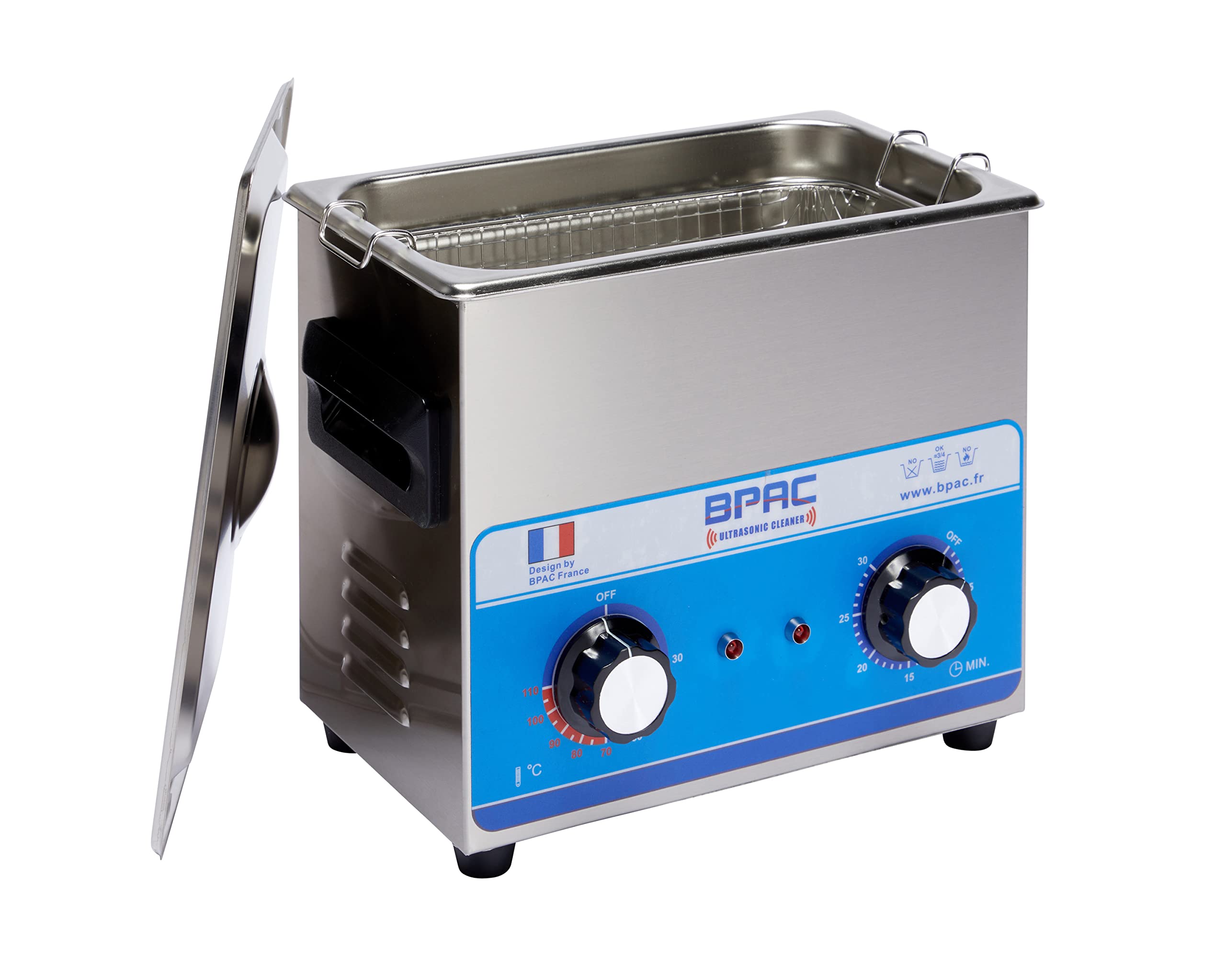 BPAC Pulitore ad ultrasuoni con vasca da 3 litri, ad ultrasuoni, per pulizia ad ultrasuoni, per gioielli, potenza 120 W, dispositivo per privati e professionali, marca francese
