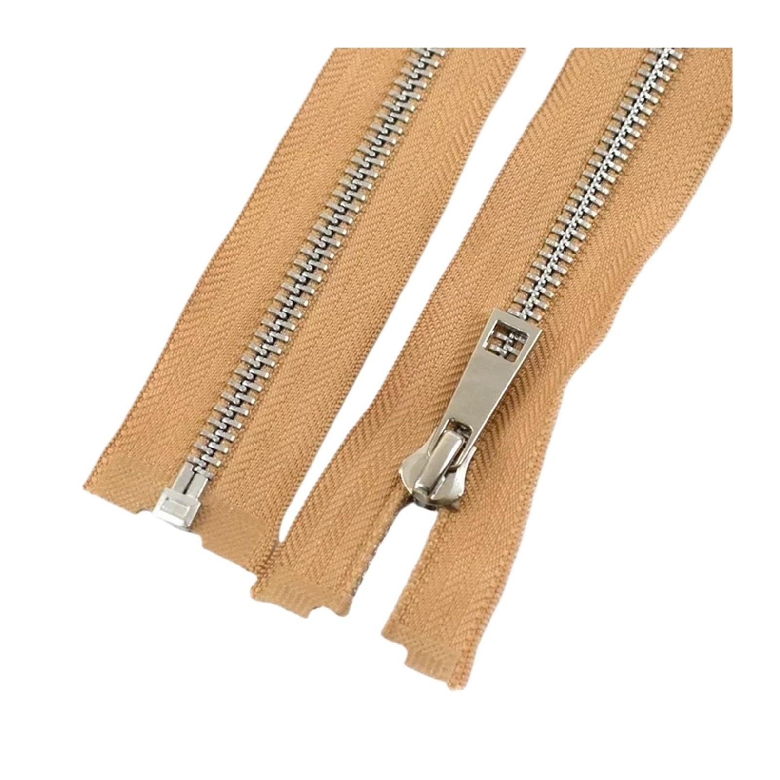 Cremallera de metal 5 #, 40/50/60/70/80 cm, apertura simple, dientes plateados, ropa, cierres de coser(60 cm, 5 # 10 unidades)