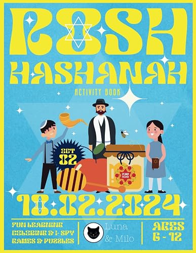 Rosh Hashanah Activity Book for Kids | Brain Games for Kids | Ages 6-12: Over 80+ Educational Jewish Puzzles &amp; Coloring Pages