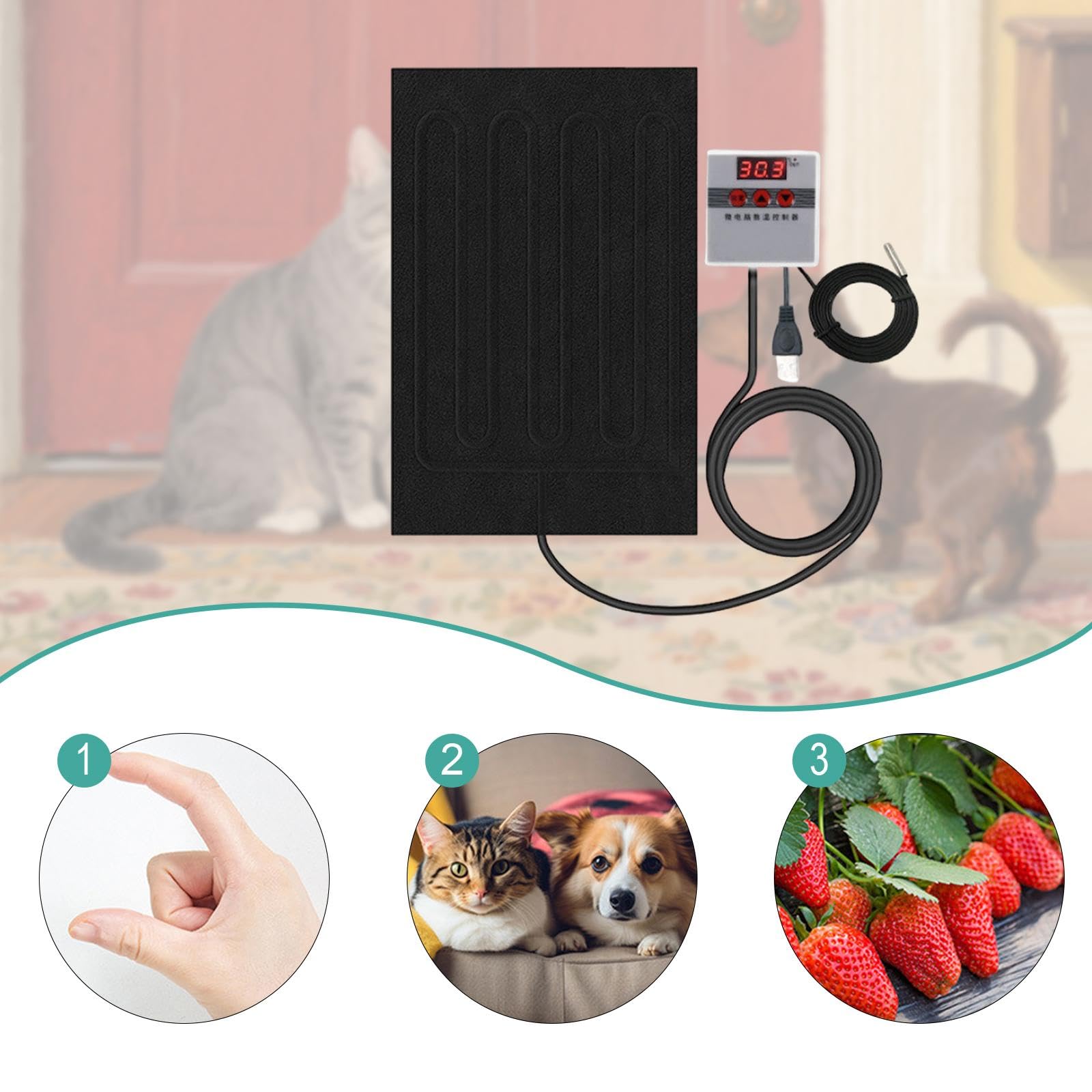 Almohadilla Calefactora para Reptiles, Manta Calefactora para Terrarios, Cojín Calefactor Portátil USB para Incubadoras, Loros Y Ranas, 15 cm x 20 cm