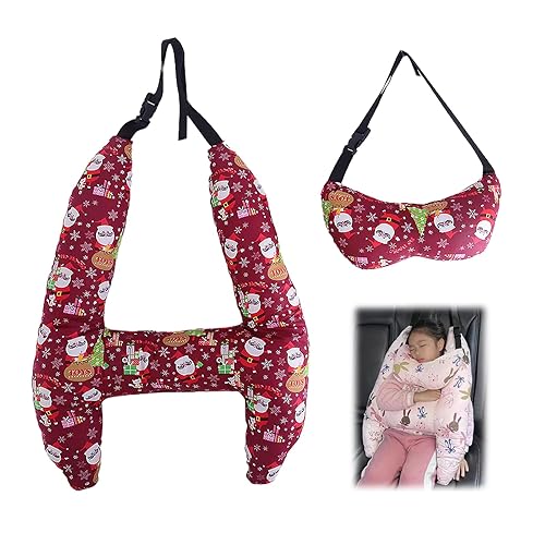 Miniatura 10 de Soporte de cabeza de coche en forma de H para niños, almohadas de viaje para niños, almohada de asiento de automóvil para la cabeza y el cuerpo,