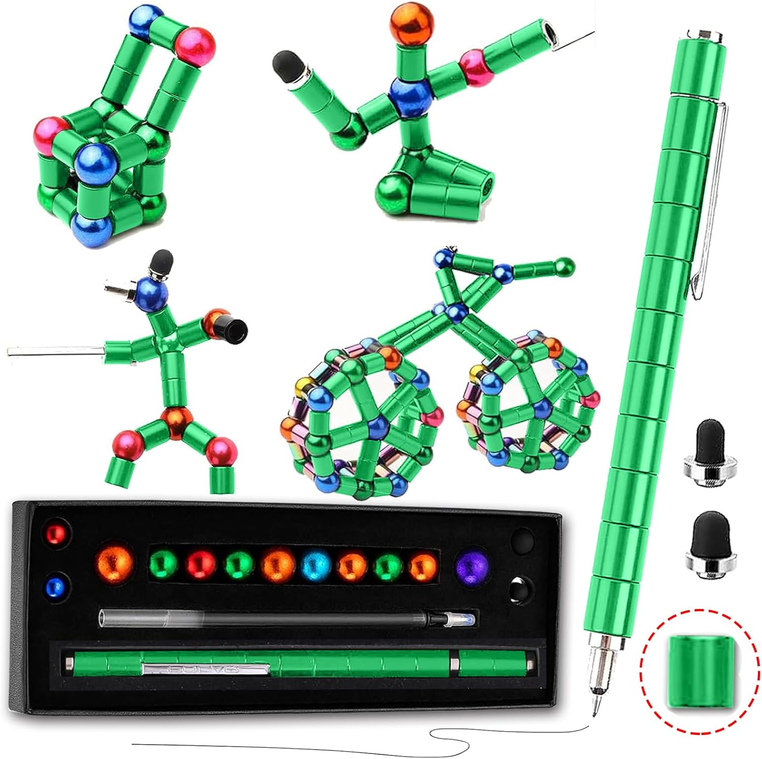 Fidget Pen,Magnetic Pen,Decompression Magnetic Toy Pen, Teen Girl Gifts, Gifts for Teenage Boys,Novelty Toy Gift for Kids or Friends (Green, Small)