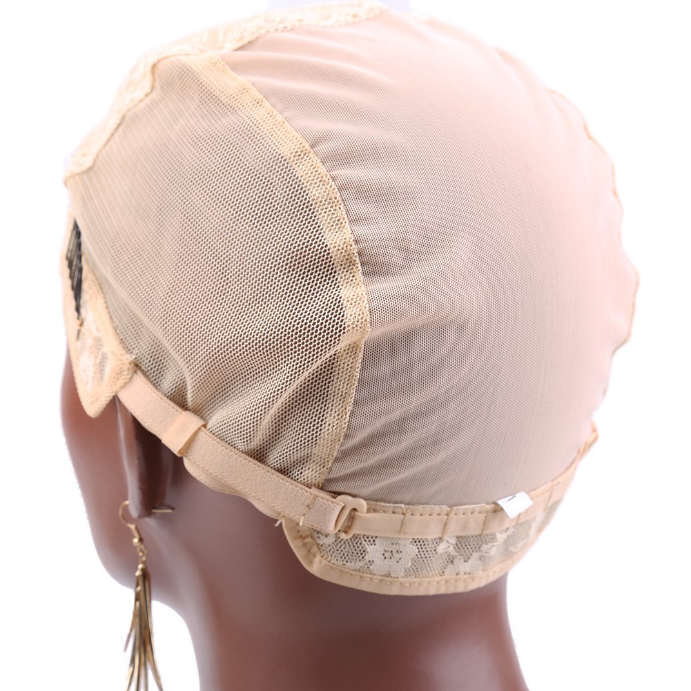 Bella Hair Doule Lace Wig Cap for Making Wigs with Adjustable Straps and Combs Beige Large Size