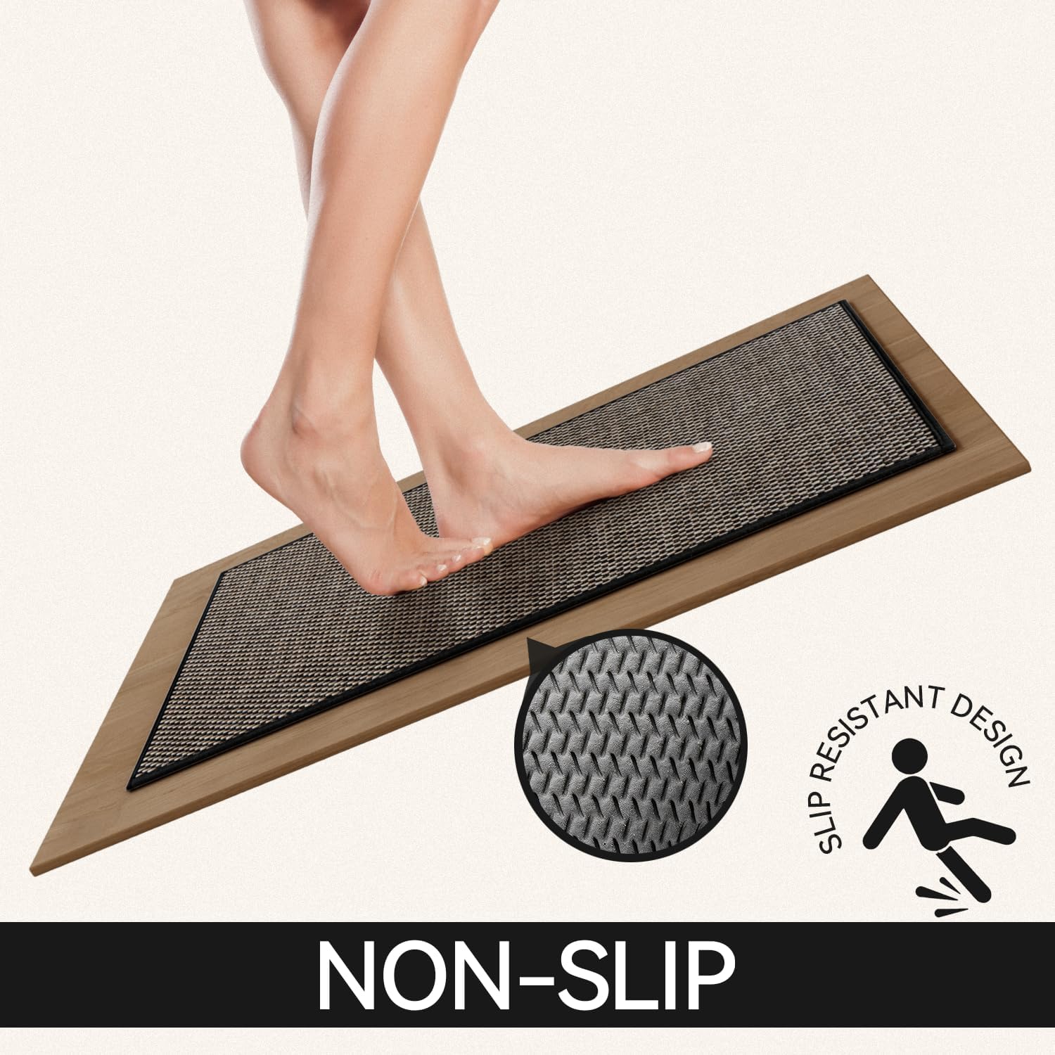 Zamo Anti-Fatigue Kitchen Mat, Non Slip Kitchen Rugs with Memory Foam, Absorbent Runner Mat for Floor, Standing Mats for in Front of Sink, Door, Laundry, Entryway, Hallway (Black, 47" × 17.3")