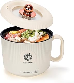 Drizzle Drizzle Electric Hot Pot Cooker 1.7L - Portable Smart Food Maker Non-Stick Skillet Stir Fry Cooker Ramen Noodles Steak Egg Oatmeal Shabu-Shabu - Dormitory Office Camping Boil Dry Protection
