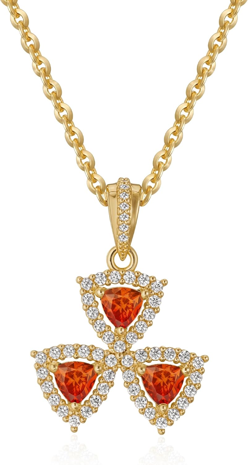 Fettero Gold Necklace for Women,14K Gold Plated Charm Necklaces for Women Gemstone Pendant Necklace Non Tarnish Gold Necklaces Jewelry