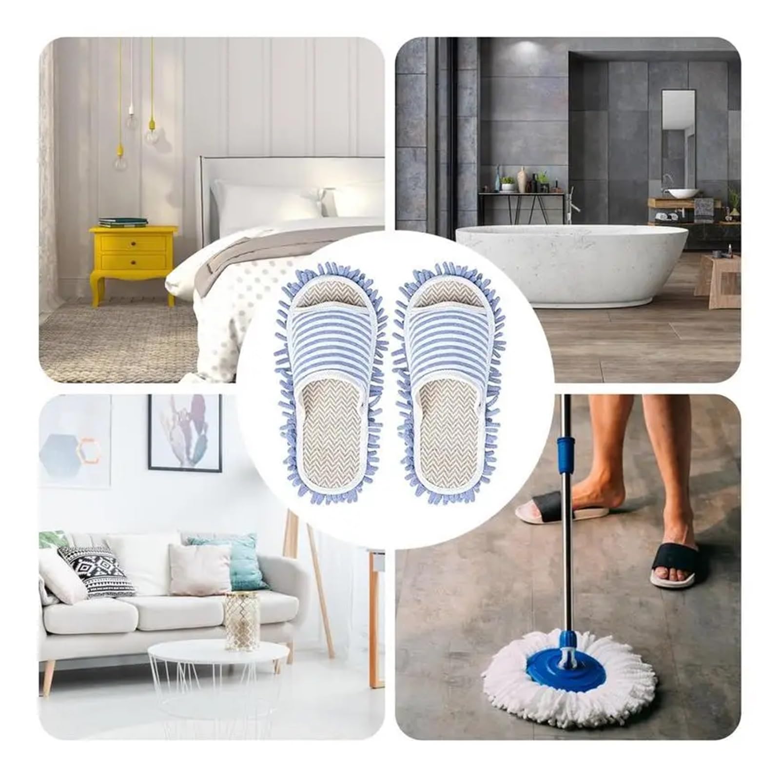 Zapatillas con mopa Zapatillas de fregona Lavables Que ahorran Trabajo for Limpieza Suelo Zapatilla Microfibra Desmontable for Polvo for Fregar el Pelo(S)