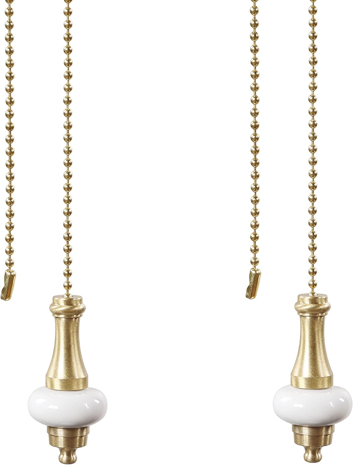 Aspen Creative 20508-51-2, 12" Ceiling Fan Pull Chain Porcelain with Solid Brass, 2 Pack