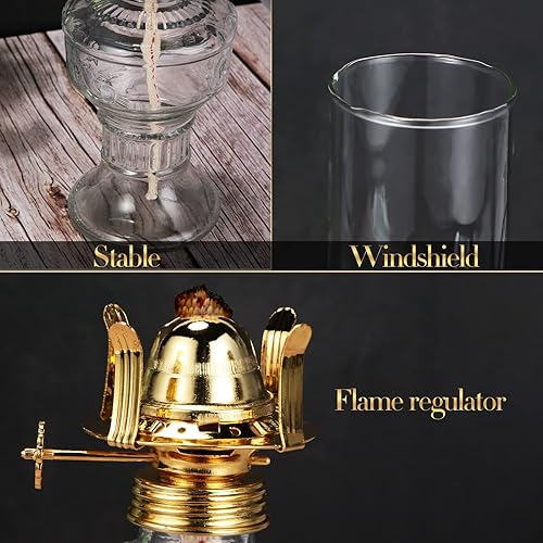 Miniatura 3 de 2 piezas de lámparas de aceite de cámara para uso interior, lámpara vintage de queroseno, linterna rústica de huracán de queroseno con mecha de