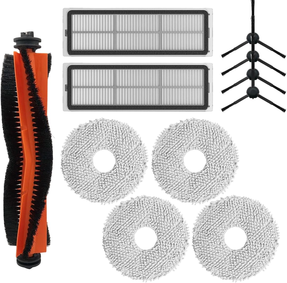 Vacuum Accessories Replacement for Dreametech L10s Ultra Robot Vacuum x1 Main Brush x4 Mop Pad x2 Filter x4 Edge Brush Set