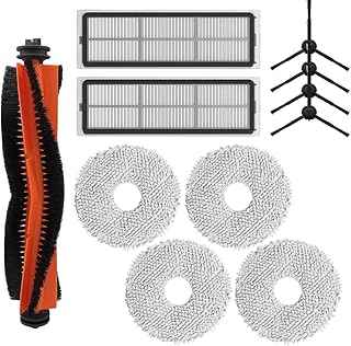 Vacuum Accessories Replacement for Dreametech L10s Ultra Robot Vacuum x1 Main Brush x4 Mop Pad x2 Filter x4 Edge Brush Set
