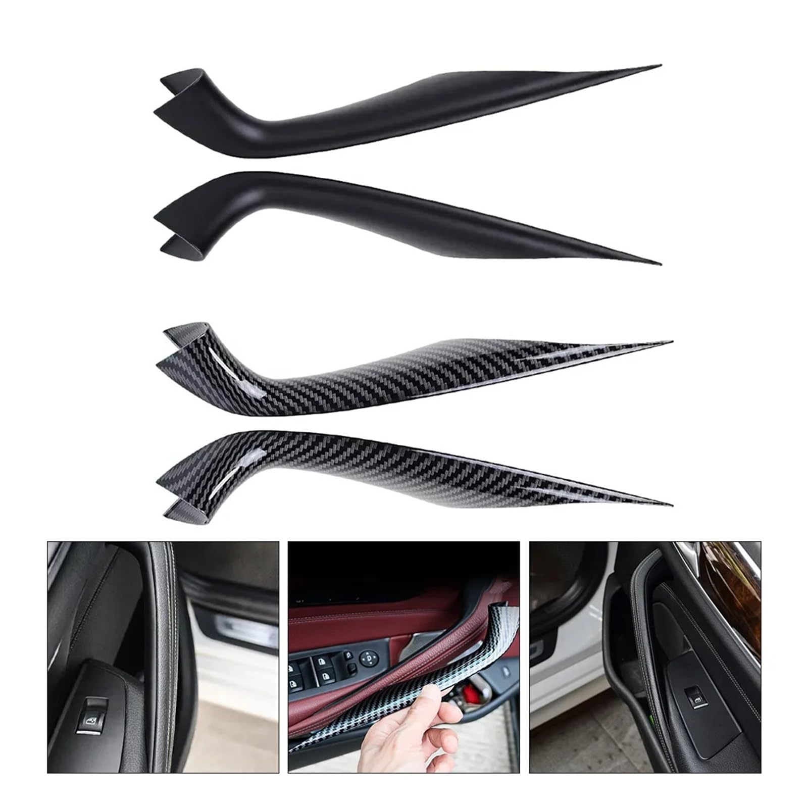Maniglia Interna Portiera 2 Pezzi Per BMW Serie 5 G30 G31 G38 2018-2023 Maniglia Interna Porta Sinistra E Destra Pannello Rivestimento Interno 20 * 5 * 5 Cm(Nero)
