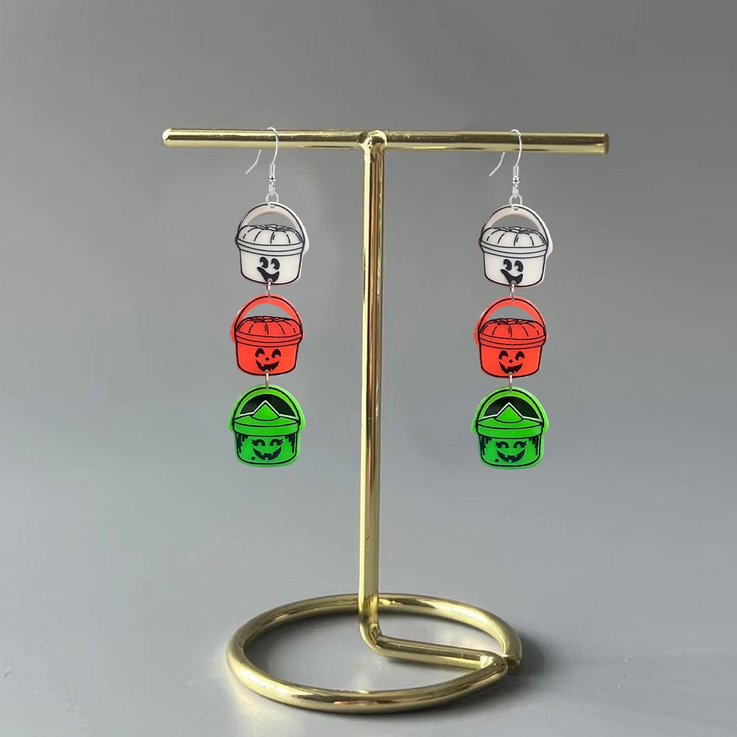 Halloween Acrylic Candy Basket Earrings Cute Ghost Face Dangle Earrings for Women Spooky Party Accessories - Image 7