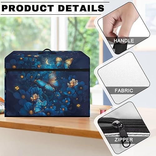 Miniatura 164 de Mumeson Cubierta antipolvo para máquina de coser de gatos negros con flores, para la mayoría de máquinas de coser estándar, plegable, duradera