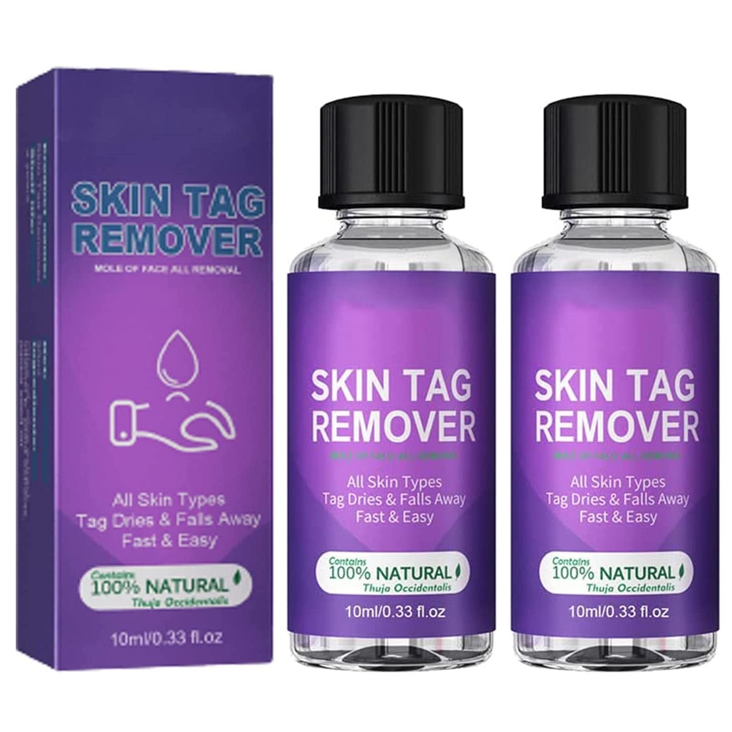 Organic Skintag Solution Serum,Mole and Skintag Remover,Organic Skin Tag Solution Serum,for All Skins (10ml - 2 Pcs)