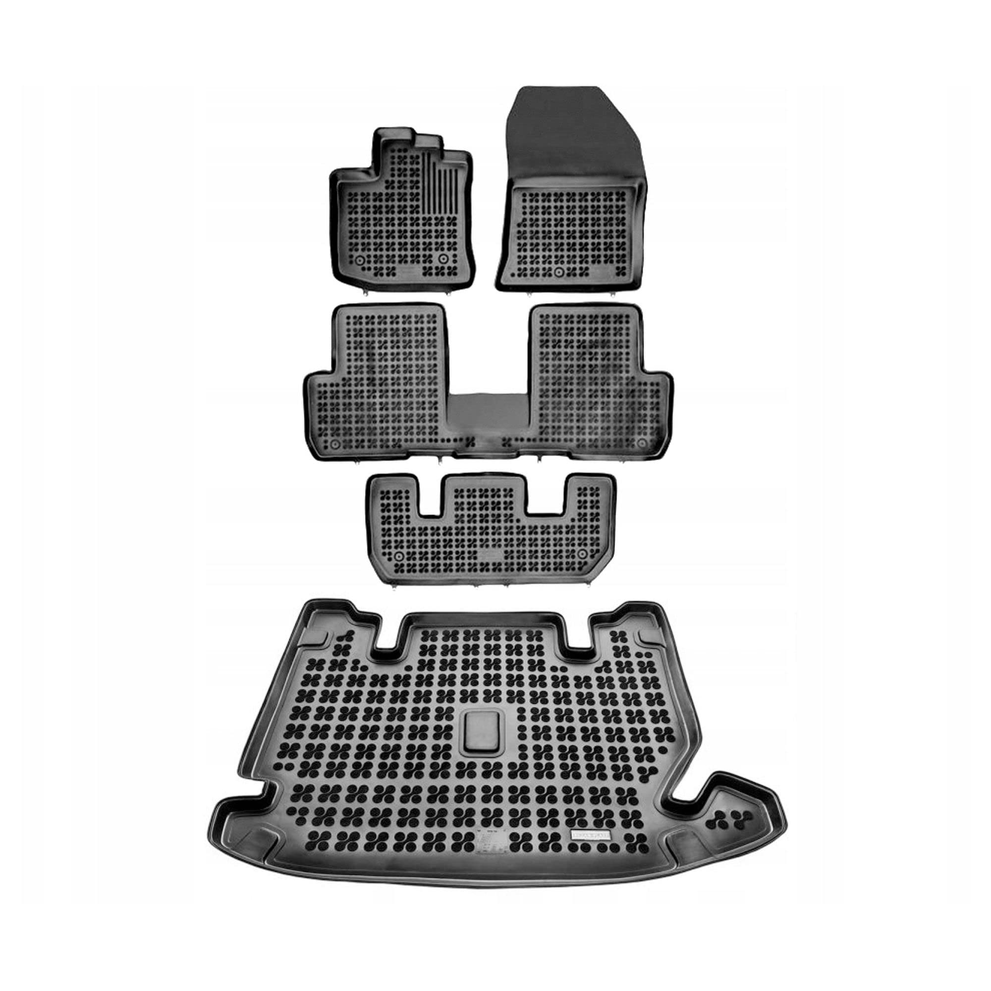 MOTOS Kit de tapis de voiture et de tapis de coffre en caoutchouc pour Dacia Lodgy I 2012-2017 Améliorez votre confort de voyage avec le tapis antidérapant pour voiture - tapis de sol pour voiture tou