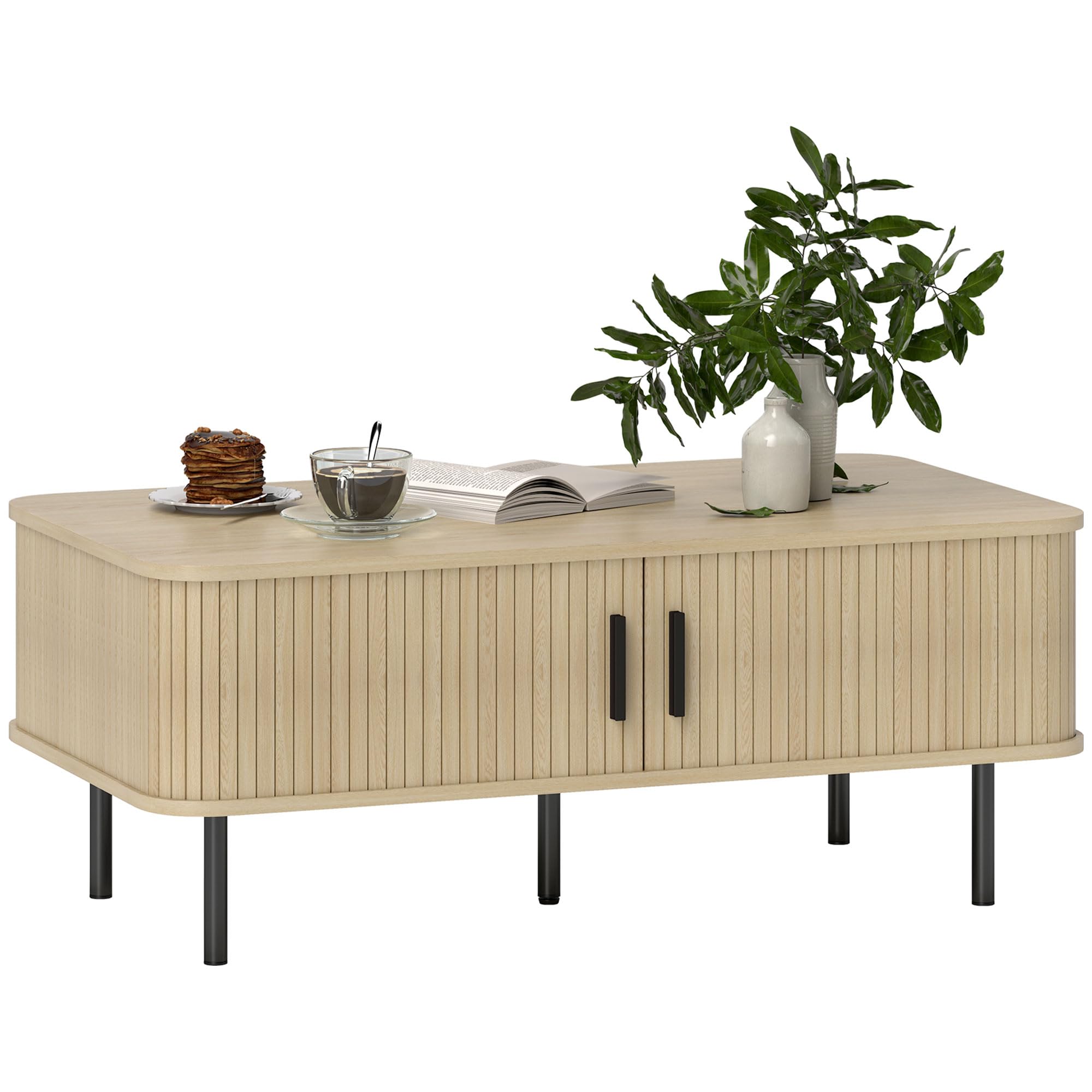 Homcom Coffee Table with Storage and Sliding Doors: Modern Living Room Storage Solution