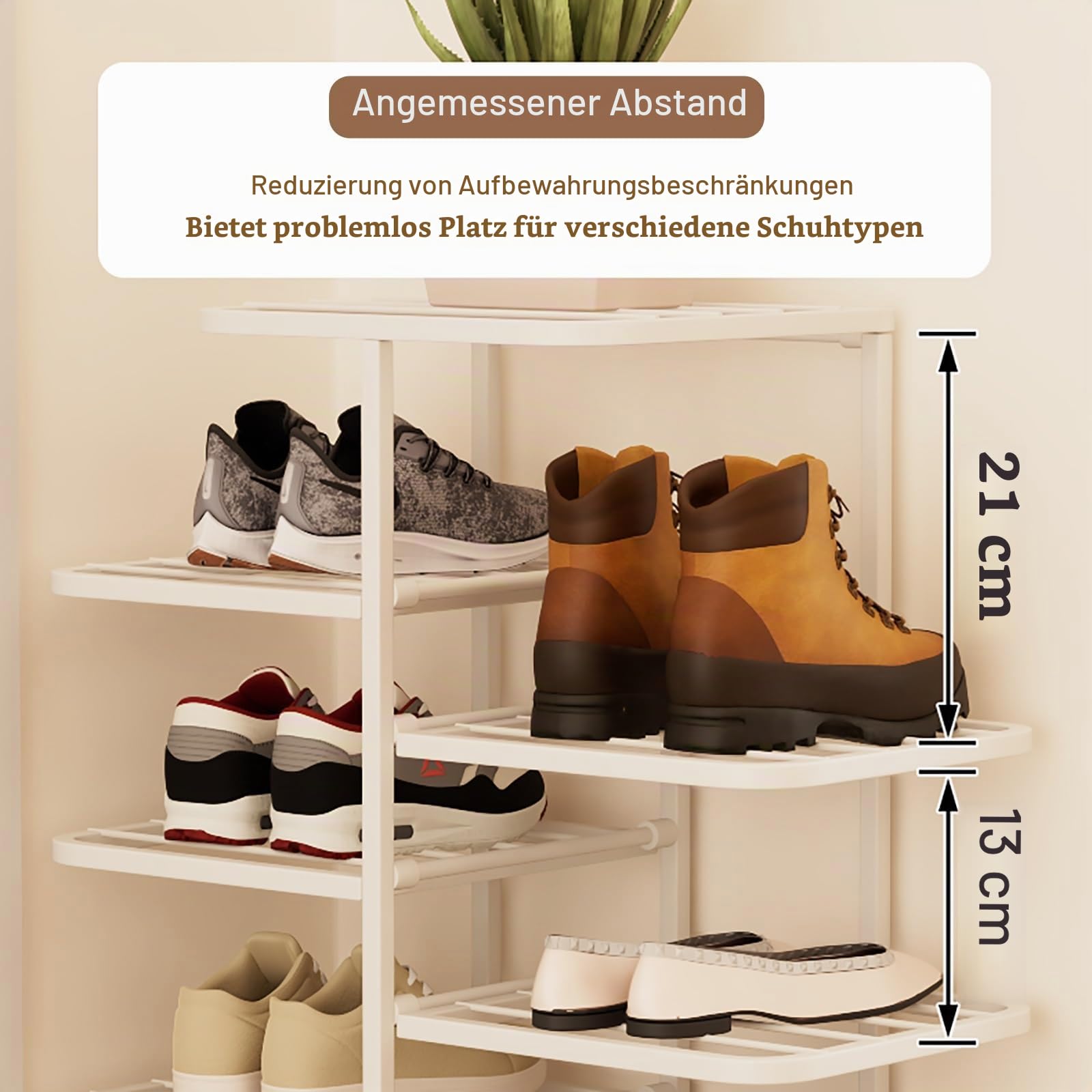 Schuhregal Metall Vertikales Schuhablage Offener Schuhschrank Hoch, Schuh-Organizer für Flur Schlafzimmer Eingangsbereich, Einfache Montage(Gold,93cm/36.6in)