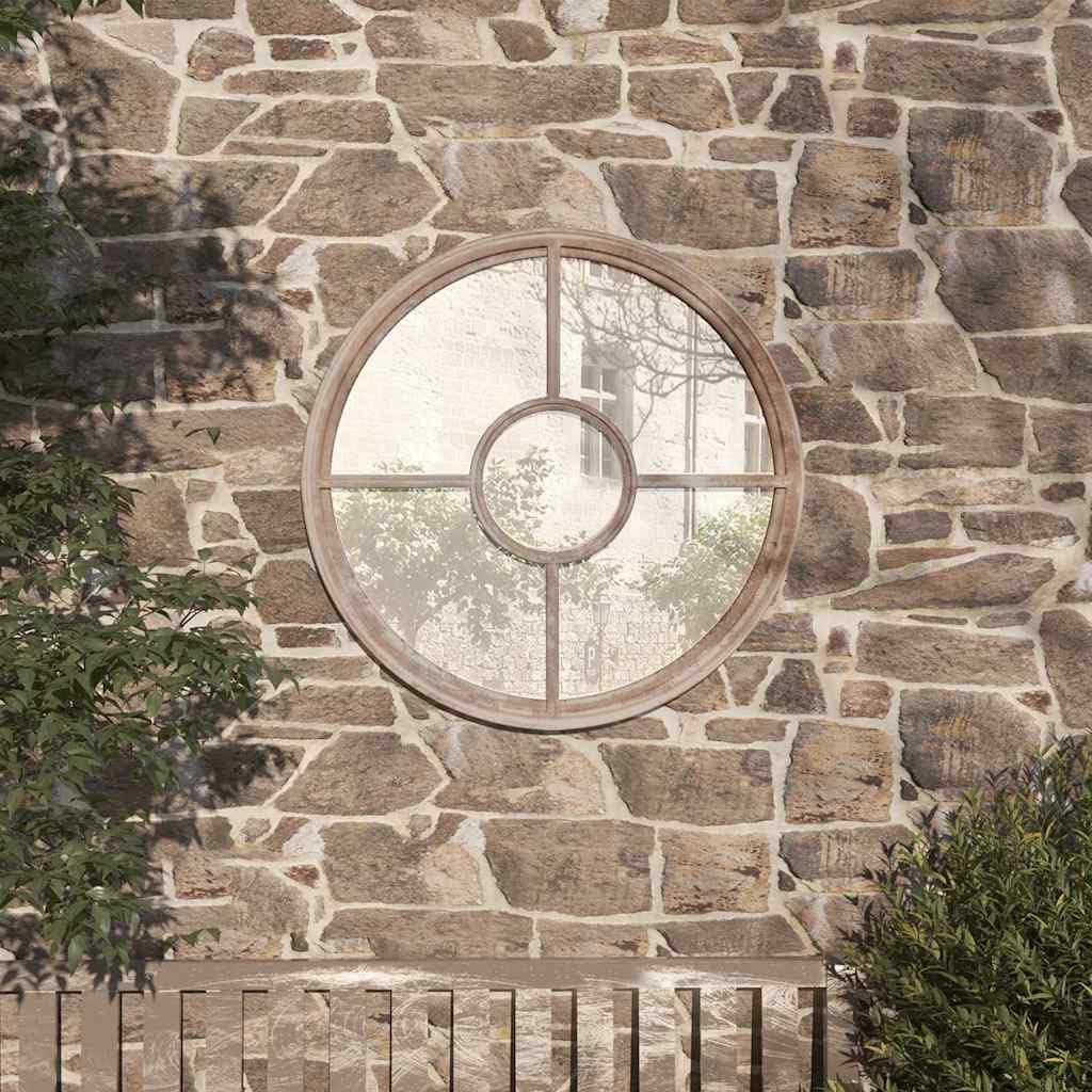 Miroir de jardin rond en fer 60 x 4 cm pour mur, miroir décoratif