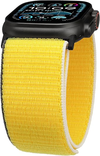 Ultra Wide Nylon Fabric Watch Band Compatible with Apple Watch 38mm 40mm 41mm 42mm 44mm 45mm 49mm, Adjustable Sport Loop bands for women men 38mm/40mm/41mm, Yellow
