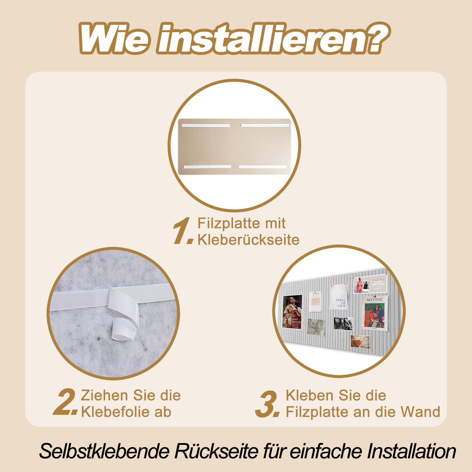 Große Pinnwand Selbstklebende Filz 40x80cm - Mit 35 bunten Nageln - Selbstklebende Filz-Steckplatte mit Klebefasern zur Wanddekoration in der Kinderküche, Schule & DIY, Memo, Bild und Ereignis,Grau