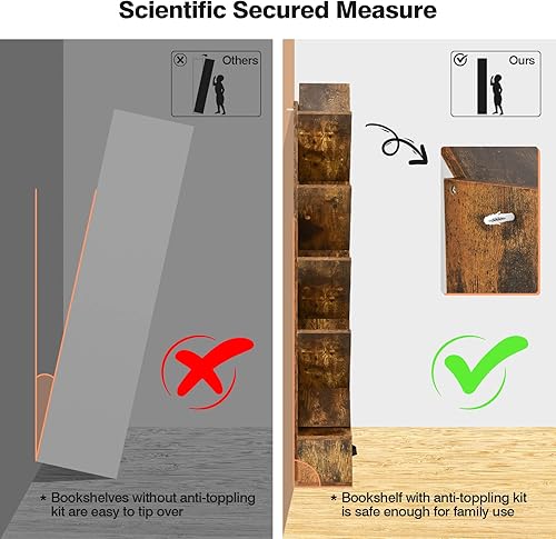 Miniatura 16 de Tangkula Estantería de árbol de 10 niveles con cajón, estantería rústica de esquina de 10 estantes que ahorra espacio, estantes organizadores de