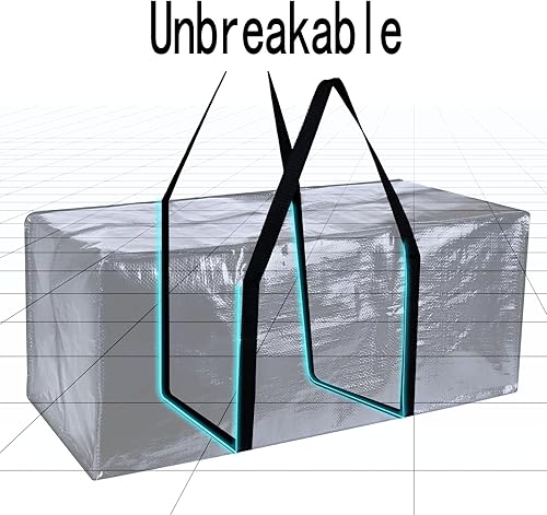 Miniatura 3 de Paquete de 8 bolsas de mudanza negras para cajas de mudanza, almacenamiento de embalaje resistente, extra grande para suministros de ropa con