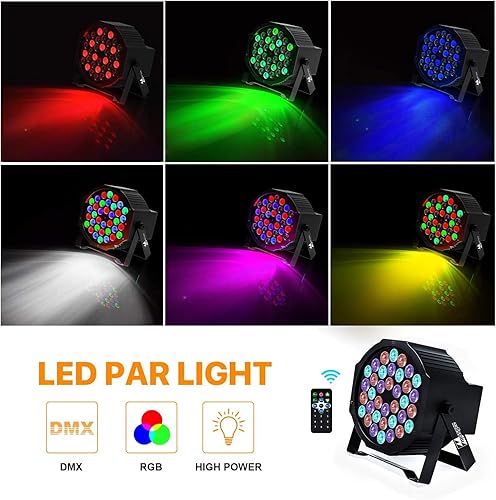 Miniatura 2 de 36 RGB LED DJ Stage Uplight - Control DMX activado por sonido con control remoto y 9 modos LED para bodas, eventos, Navidad y Halloween, fiesta de