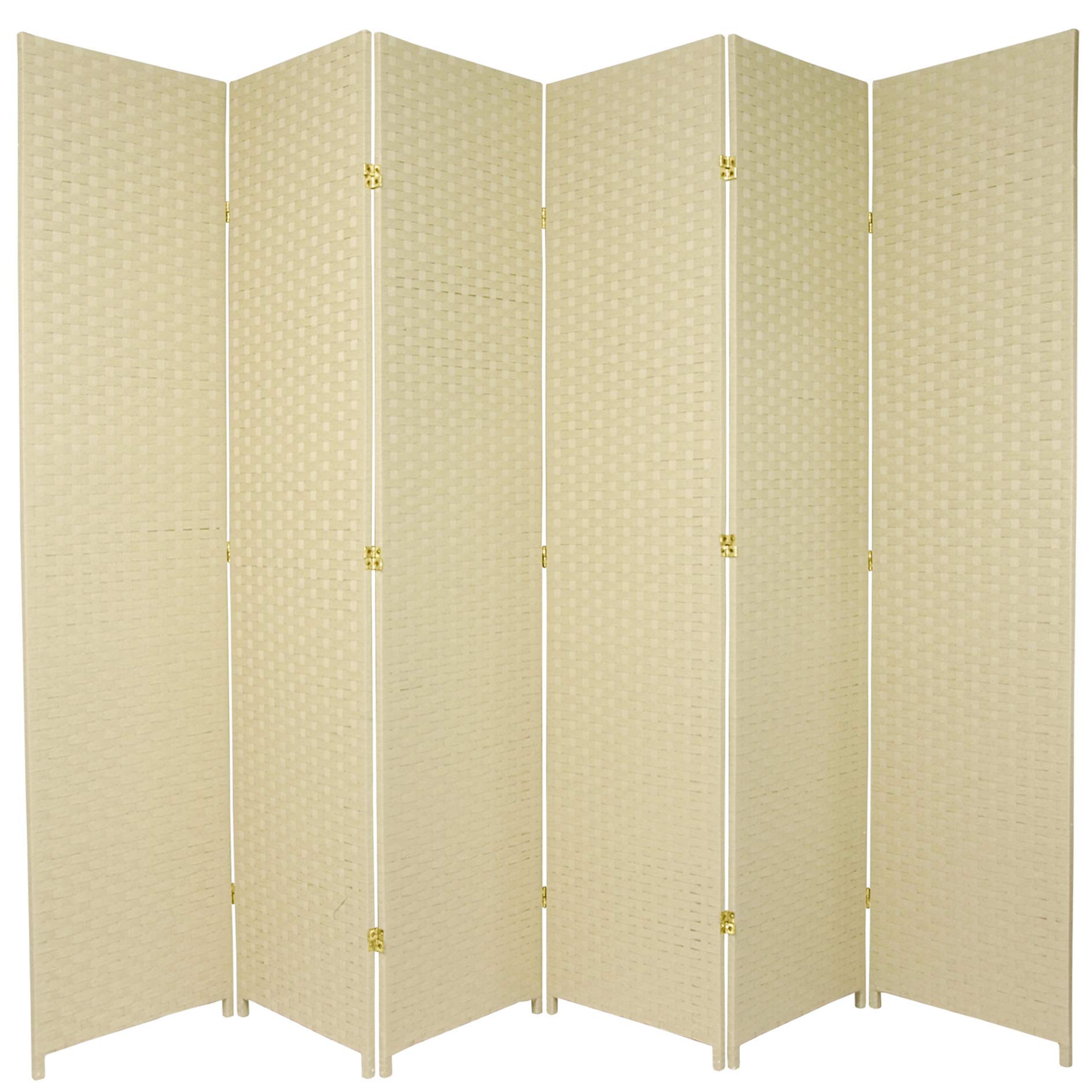 Oriental Furniture 7 ft. Tall Woven Fiber Room Divider - Cream - 6 Panel
