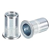 Vista 11 de uxcell Tuercas de remache M3, 50 tuercas de inserción roscadas de cabeza plana de acero al carbono chapadas en zinc para metal, plástico