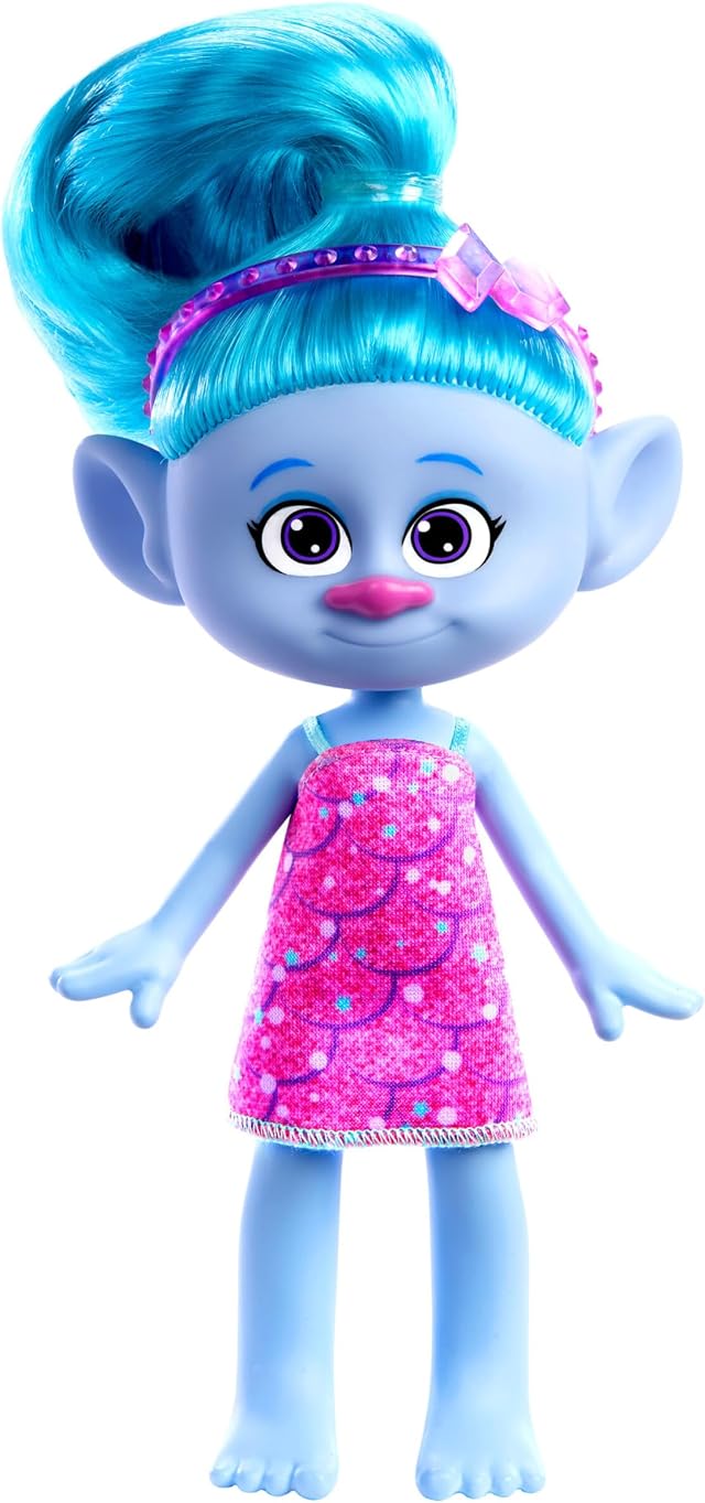 Mattel Trolls 3 Todos Juntos Muñeca Chenille con pelo azul, inspirada en la película, juguete +3 años (HNF15)