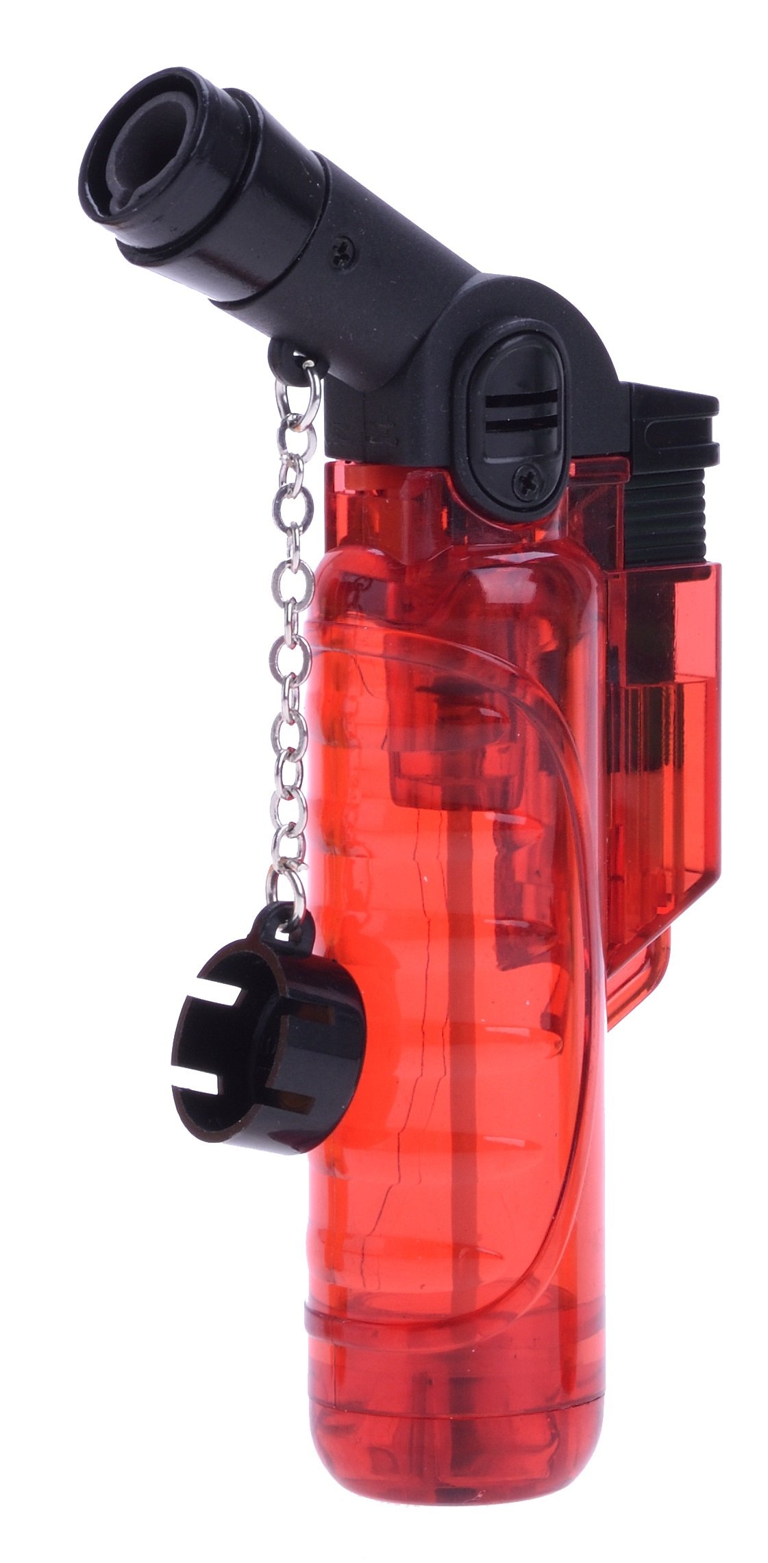 Prof Power Jet Angled High Capacity Lighter Red Gas Refillable Electronic Cigarette Cigar Kitchen Camper (Red)