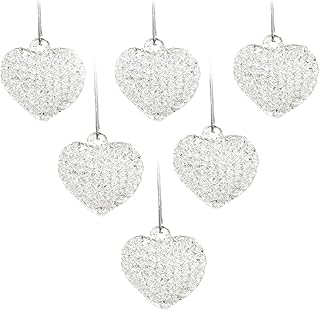 4E’s Novelty Clear Glass Heart Ornaments (Set of 12) Mini Spun Glass Christmas Ornaments for Christmas or Valentines Day Tree Decoration