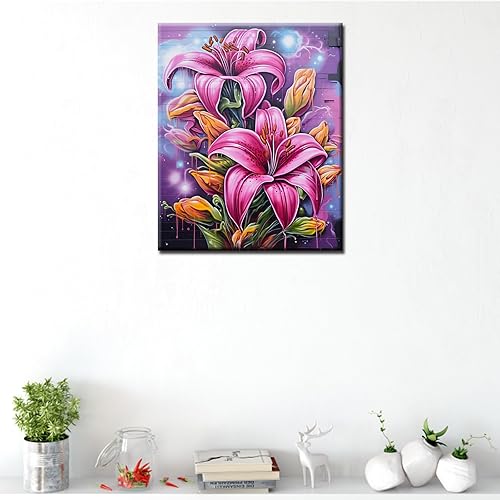 Miniatura 3 de Graffitic Daisy Flwers - Pintura por números, plantas tropicales, kit de pintura acrílica para niños y adultos, principiantes, garabatos, arte